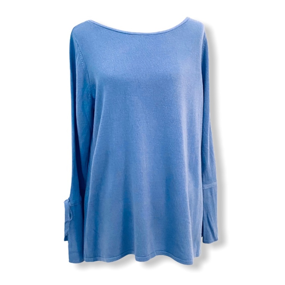 Roz & Ali Blue Split Bell Sleeve Pullover Sweater Soft Sz 2X